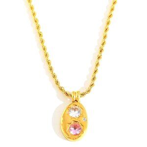 Elegant Gold Necklace with Pink and Silver Accents